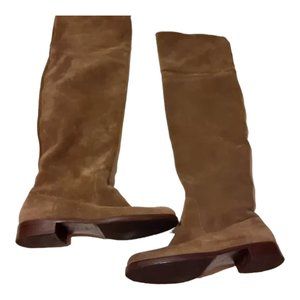 Ralph Lauren Over Suede Leather Boots almond toe green olive women size …